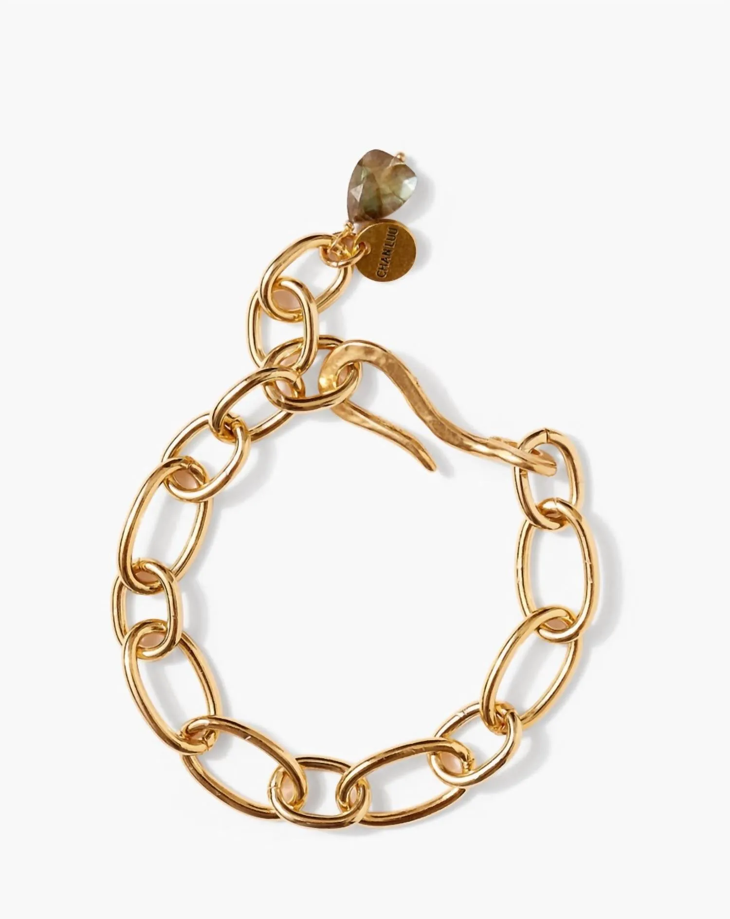18K Gold Chain Link Bracelet In Labradorite