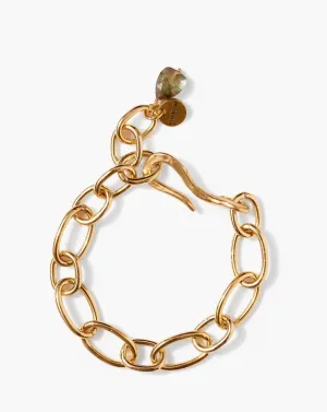 18K Gold Chain Link Bracelet In Labradorite