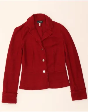 ARMANI JEANS Womens 3 Button Blazer Jacket UK 12 Medium Red Cotton