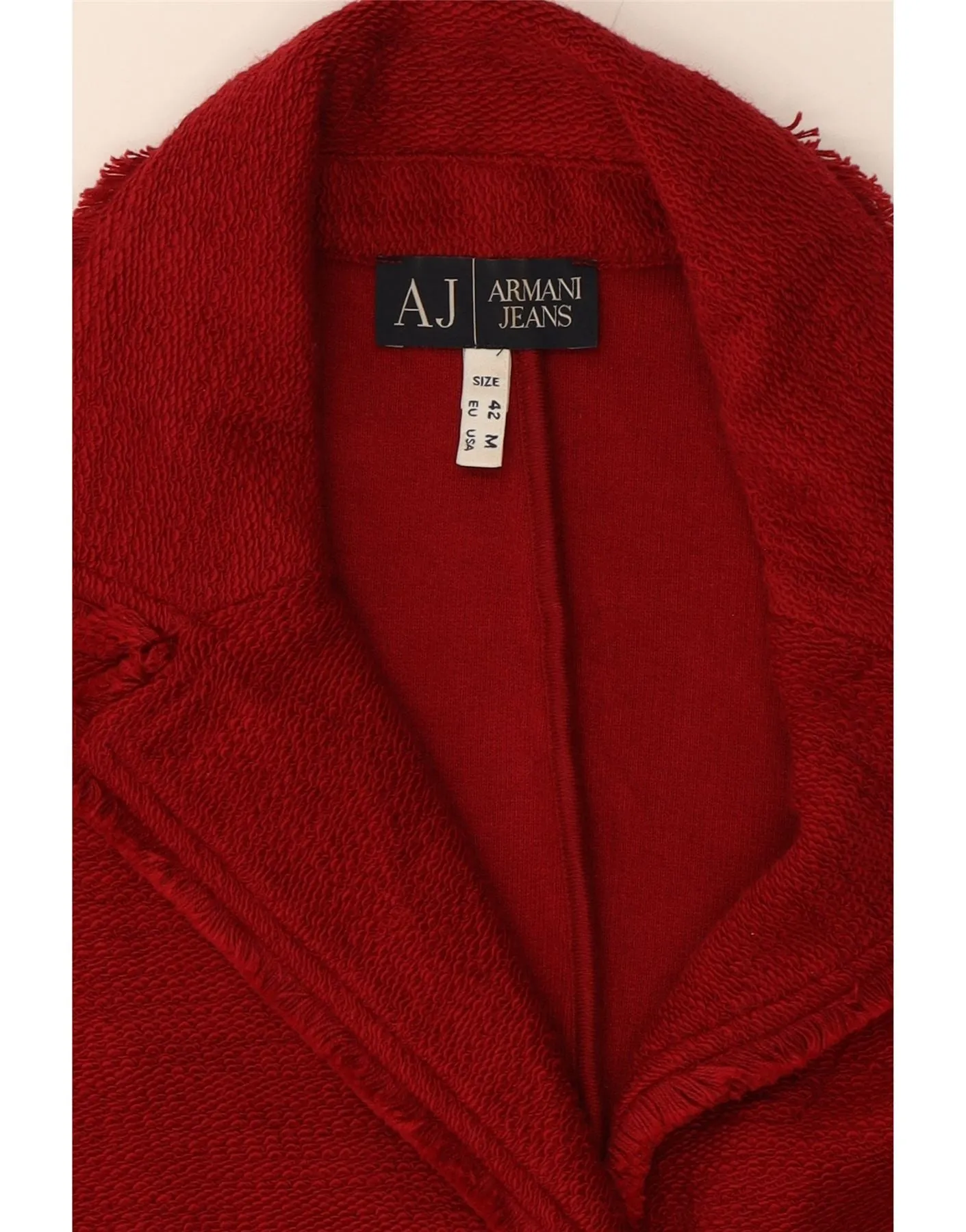 ARMANI JEANS Womens 3 Button Blazer Jacket UK 12 Medium Red Cotton