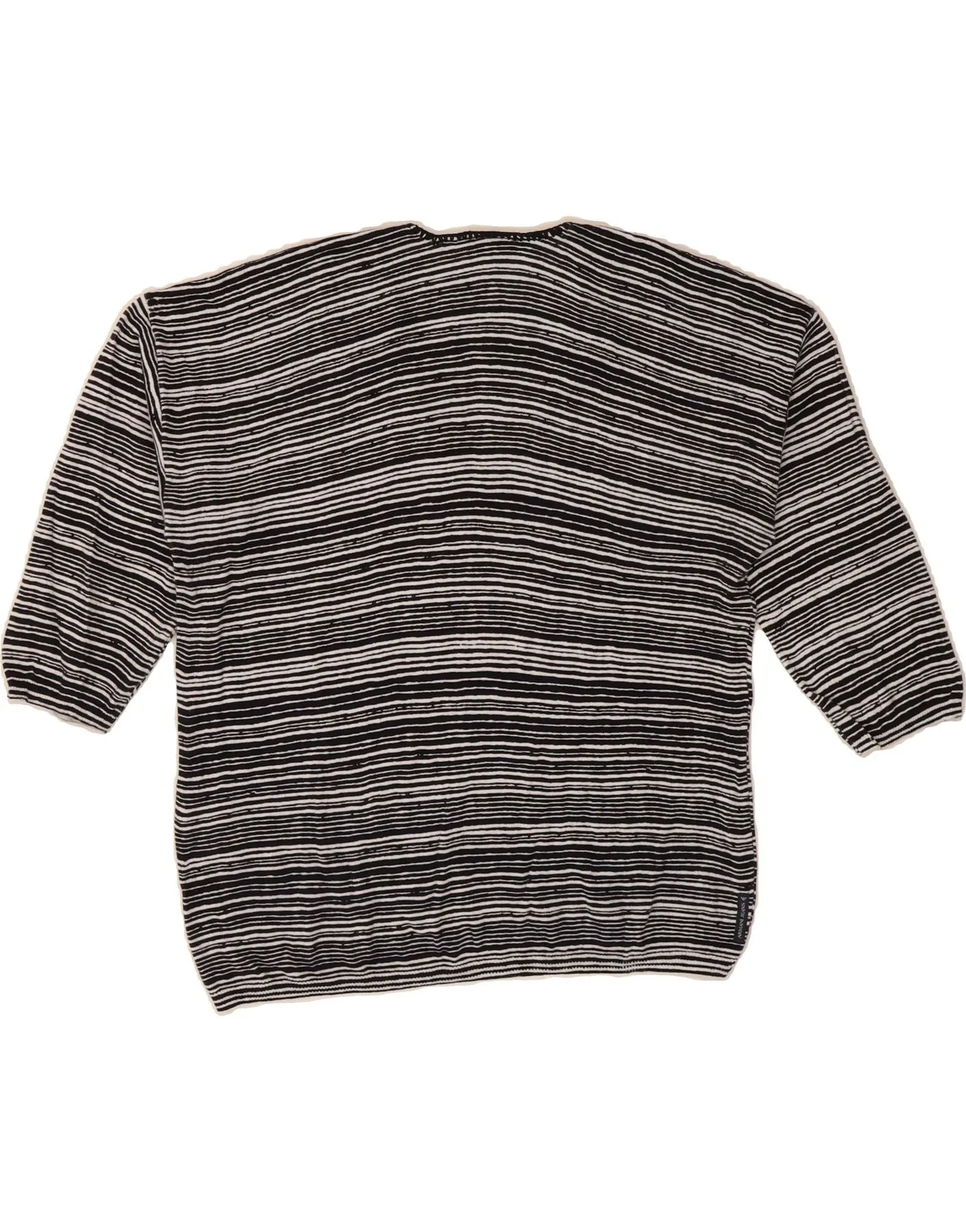 ARMANI JEANS Womens V-Neck Jumper Sweater IT 42 Medium Navy Blue Striped