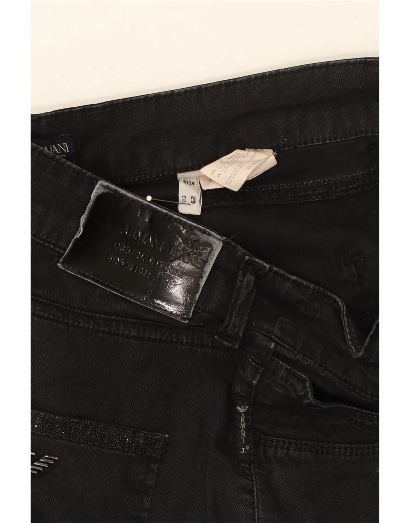 ARMANI Womens Slim Jeans W29 L33 Black Cotton