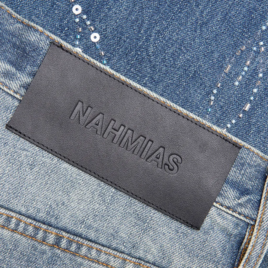 Beaded Wide Jeans - Dark Wash