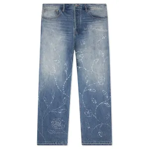 Beaded Wide Jeans - Dark Wash