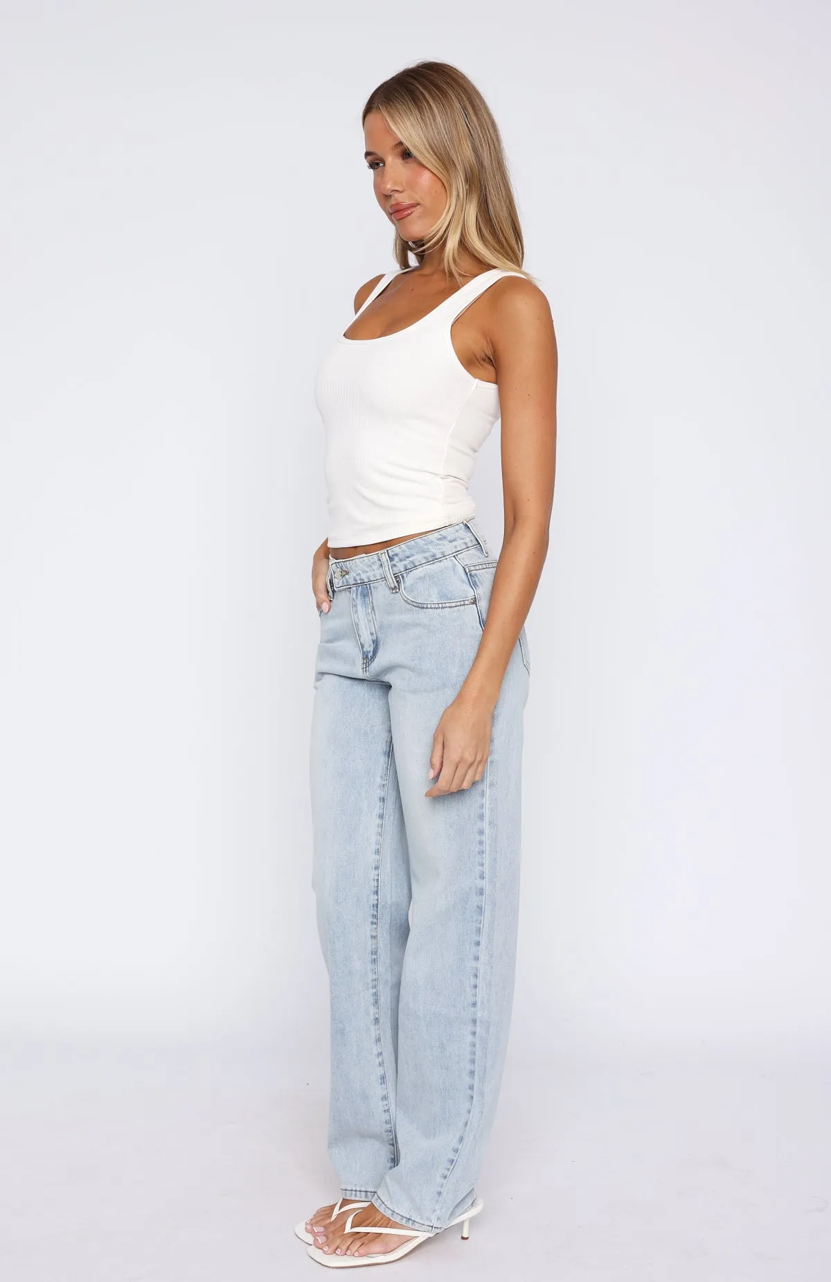 Bethany Mid Rise Straight Leg Jeans Light Blue