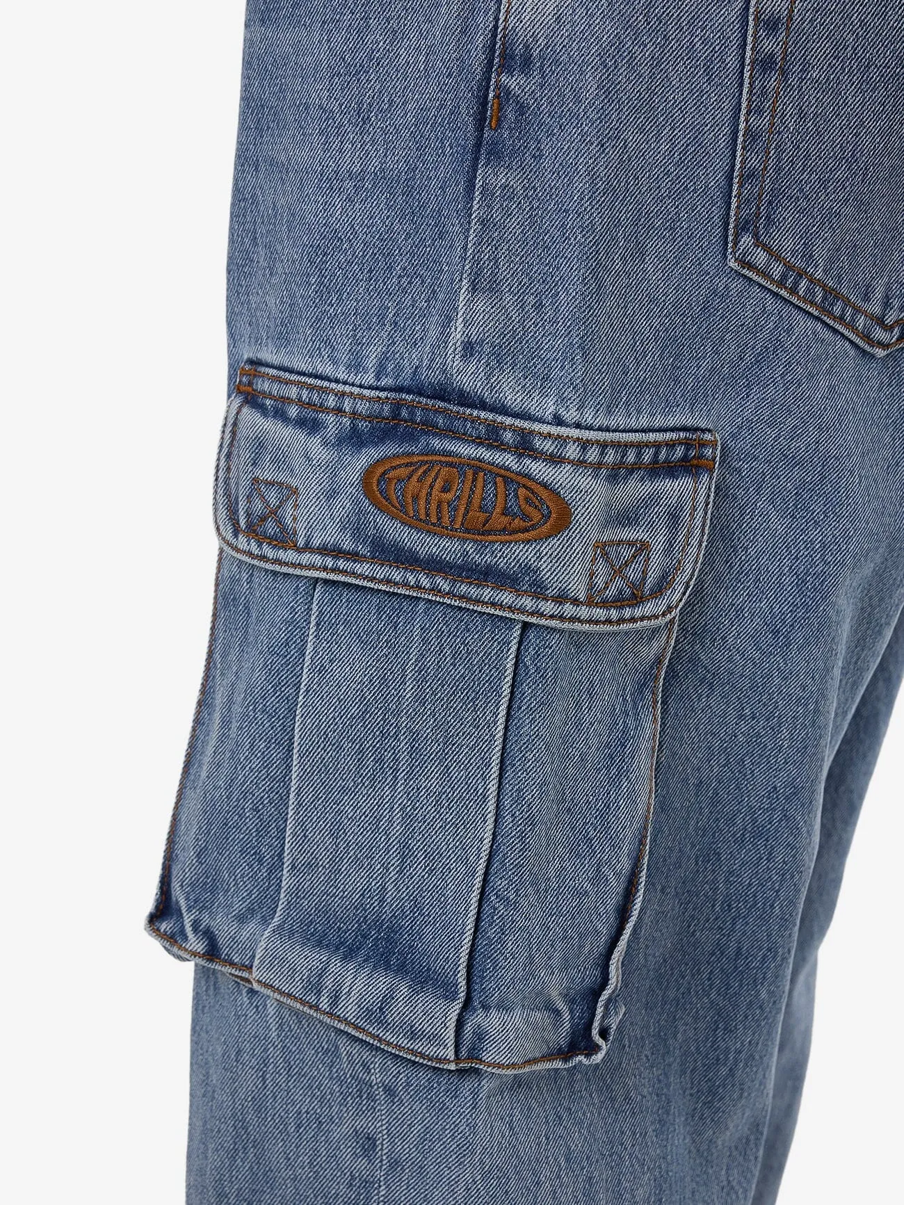Big Slacker Baggy Denim Cargo Jean - Vintage Stone Blue