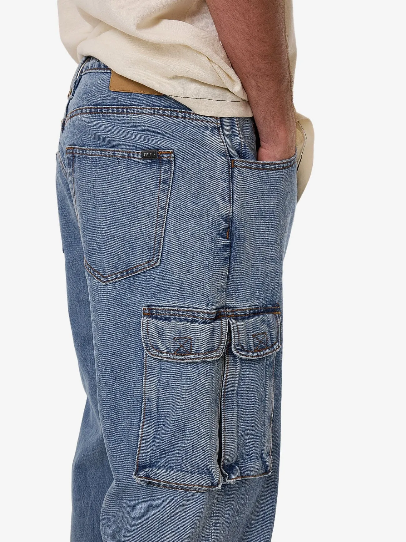 Big Slacker Baggy Denim Cargo Jean - Vintage Stone Blue