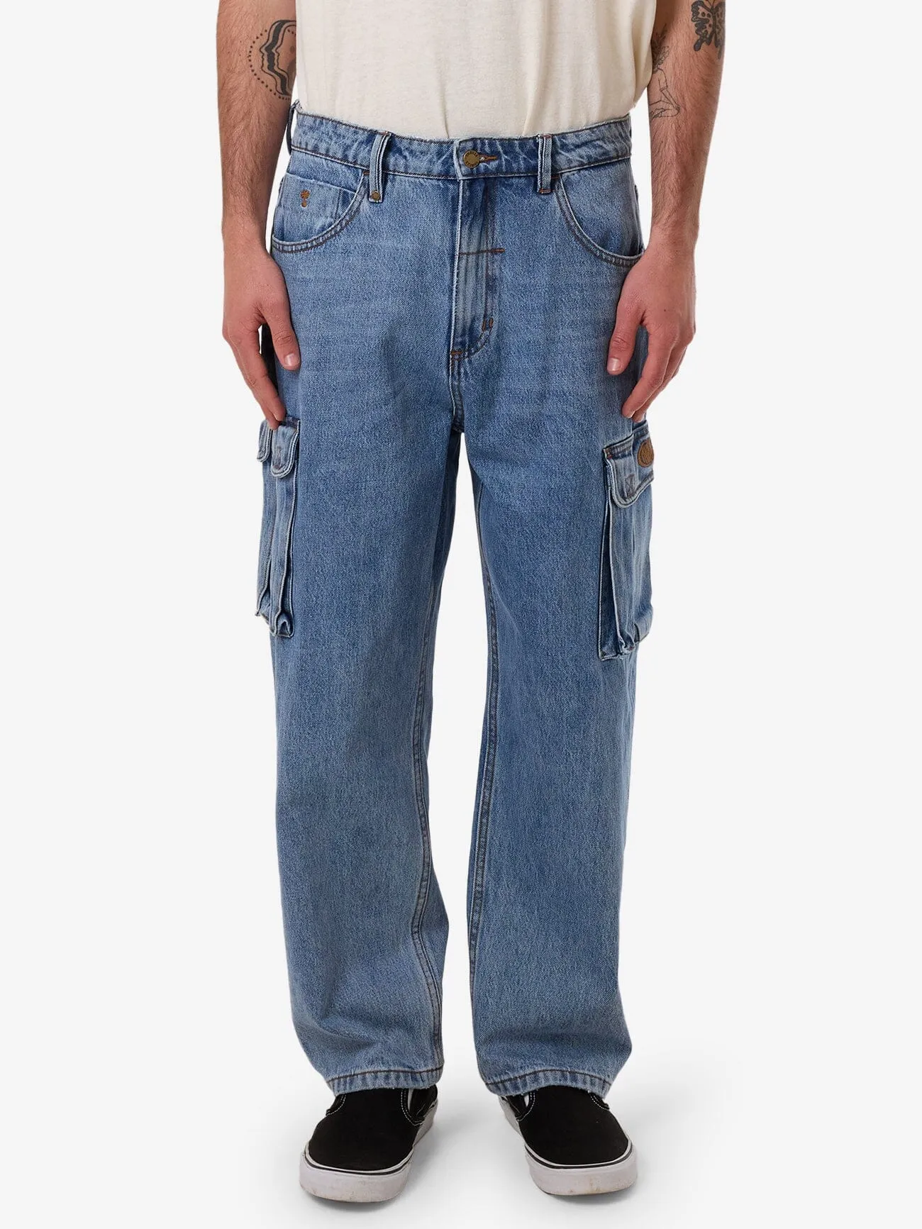 Big Slacker Baggy Denim Cargo Jean - Vintage Stone Blue