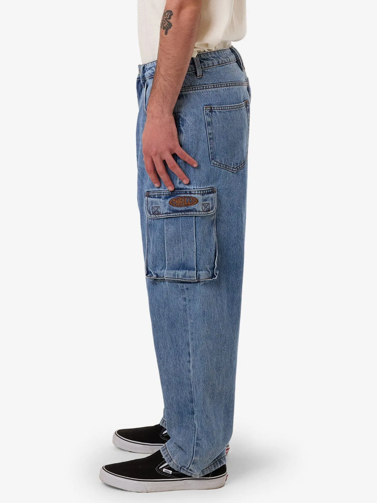 Big Slacker Baggy Denim Cargo Jean - Vintage Stone Blue