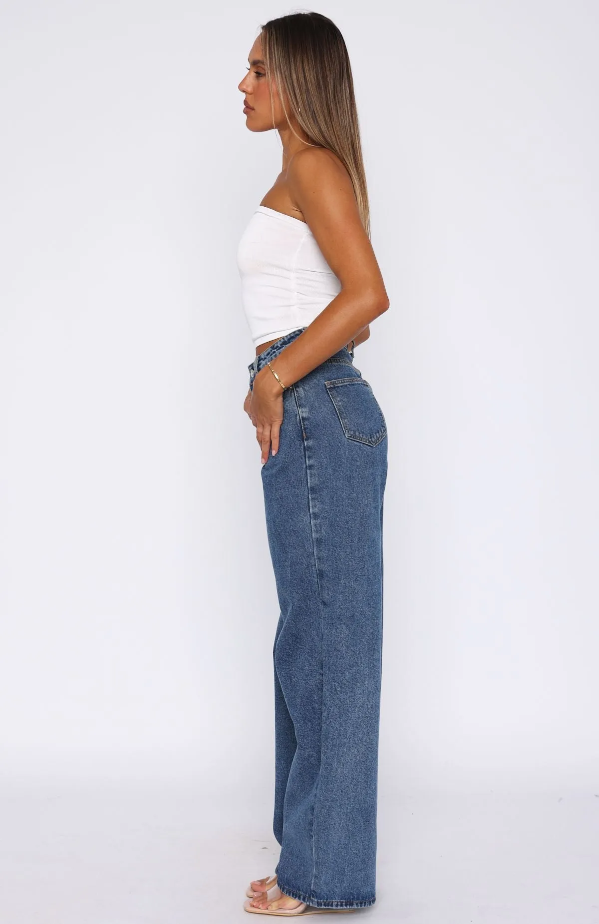 Bring The Style High Rise Wide Leg Jeans Admiral Blue