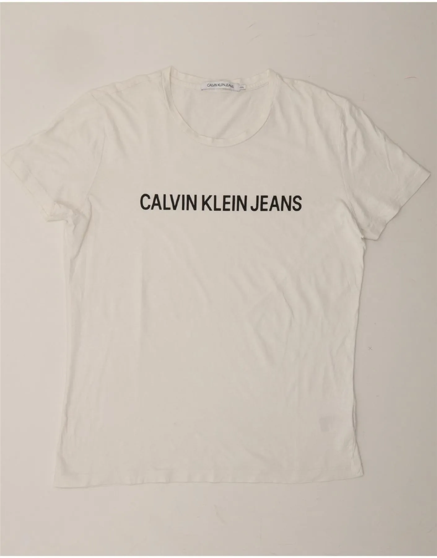 CALVIN KLEIN JEANS Mens Graphic T-Shirt Top 2XL White Cotton