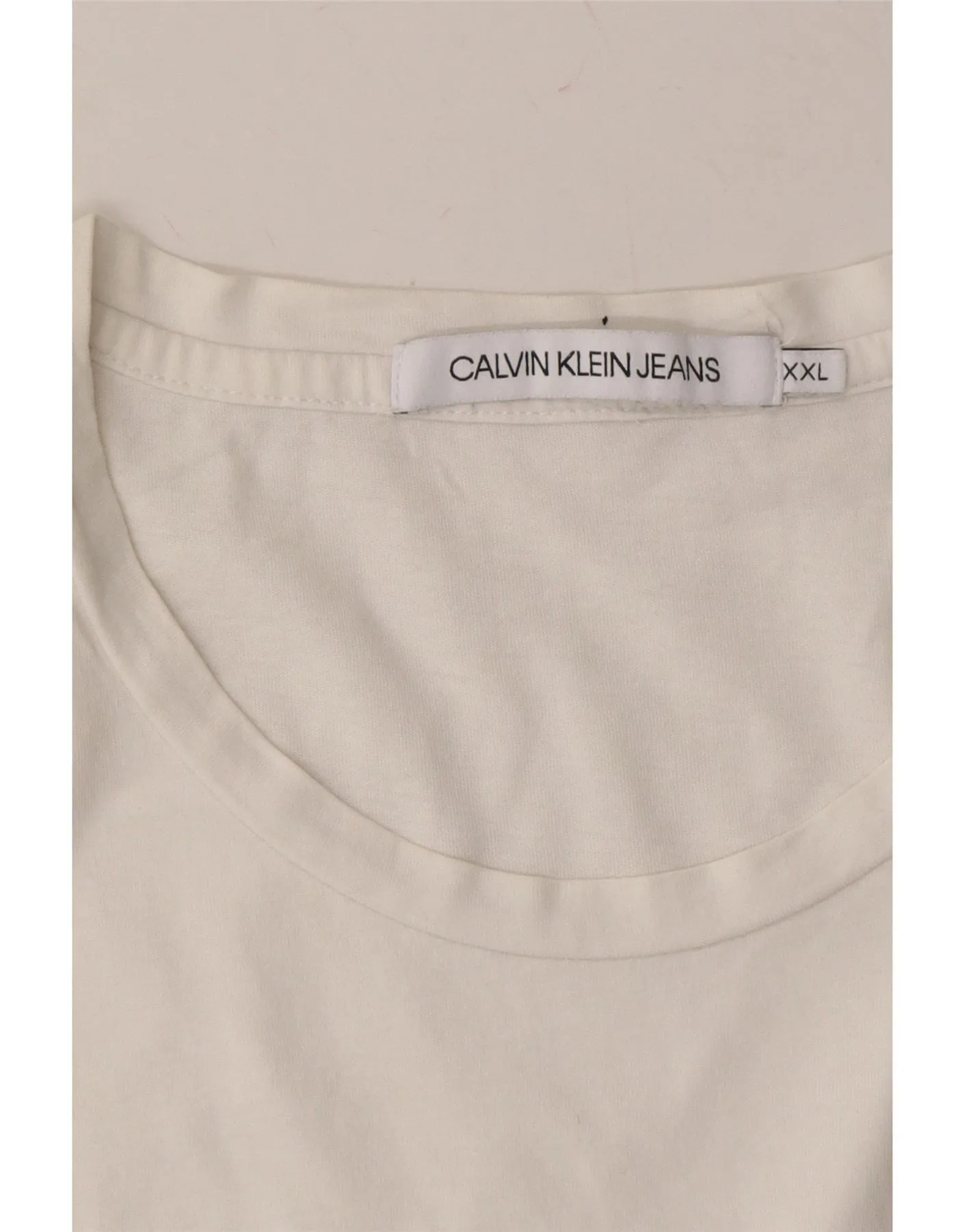 CALVIN KLEIN JEANS Mens Graphic T-Shirt Top 2XL White Cotton
