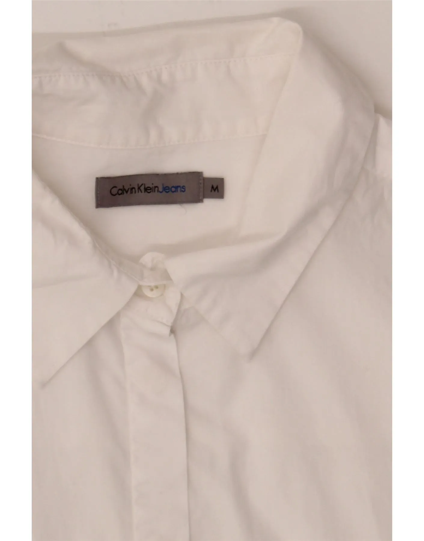 CALVIN KLEIN JEANS Womens Short Sleeve Shirt UK 14 Medium White