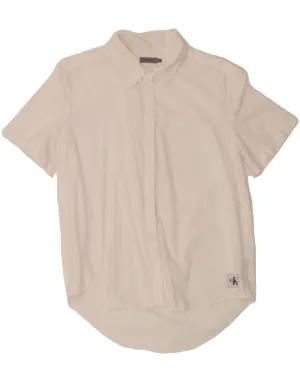 CALVIN KLEIN JEANS Womens Short Sleeve Shirt UK 14 Medium White