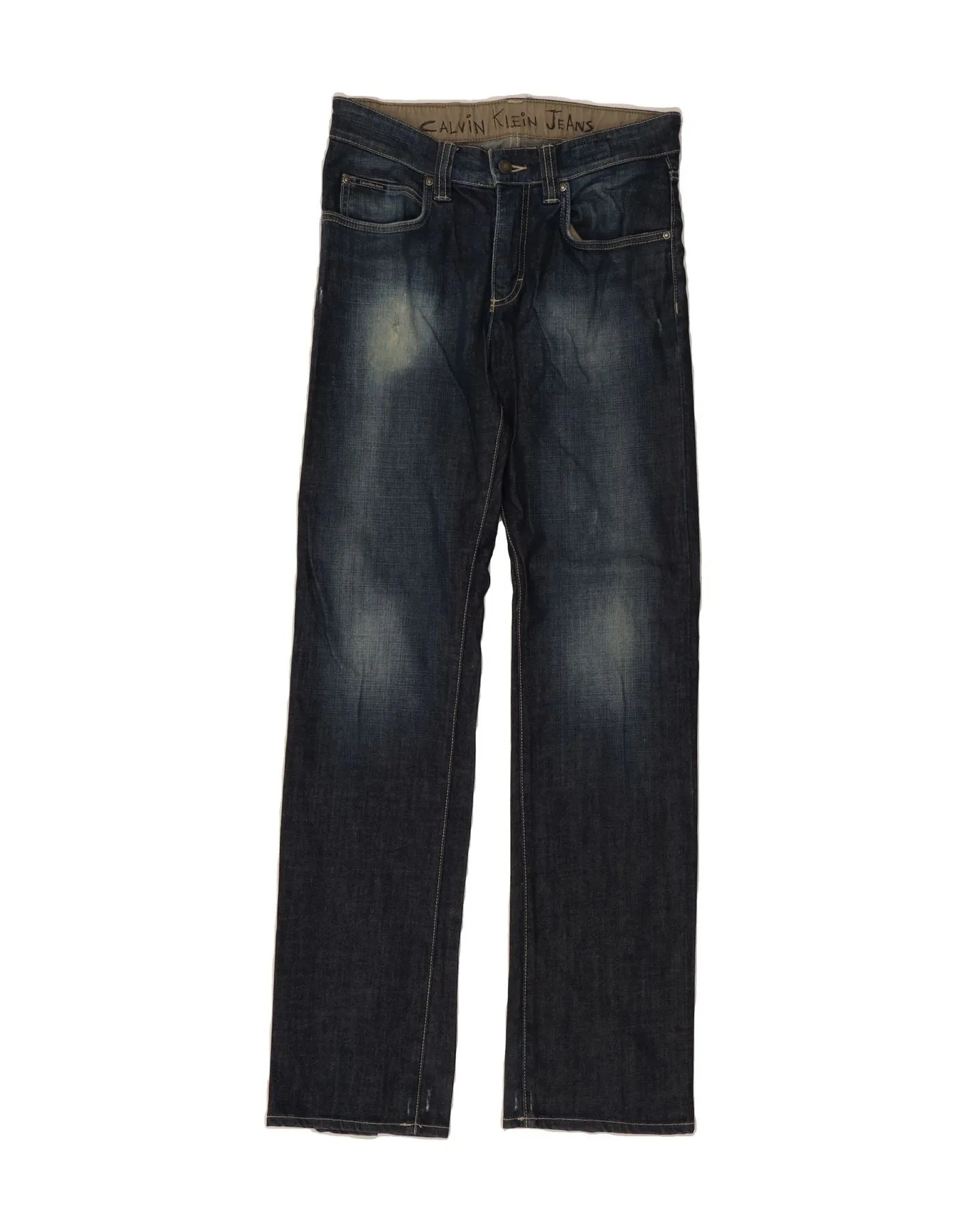 CALVIN KLEIN Mens Straight Jeans W30 L33 Navy Blue Cotton