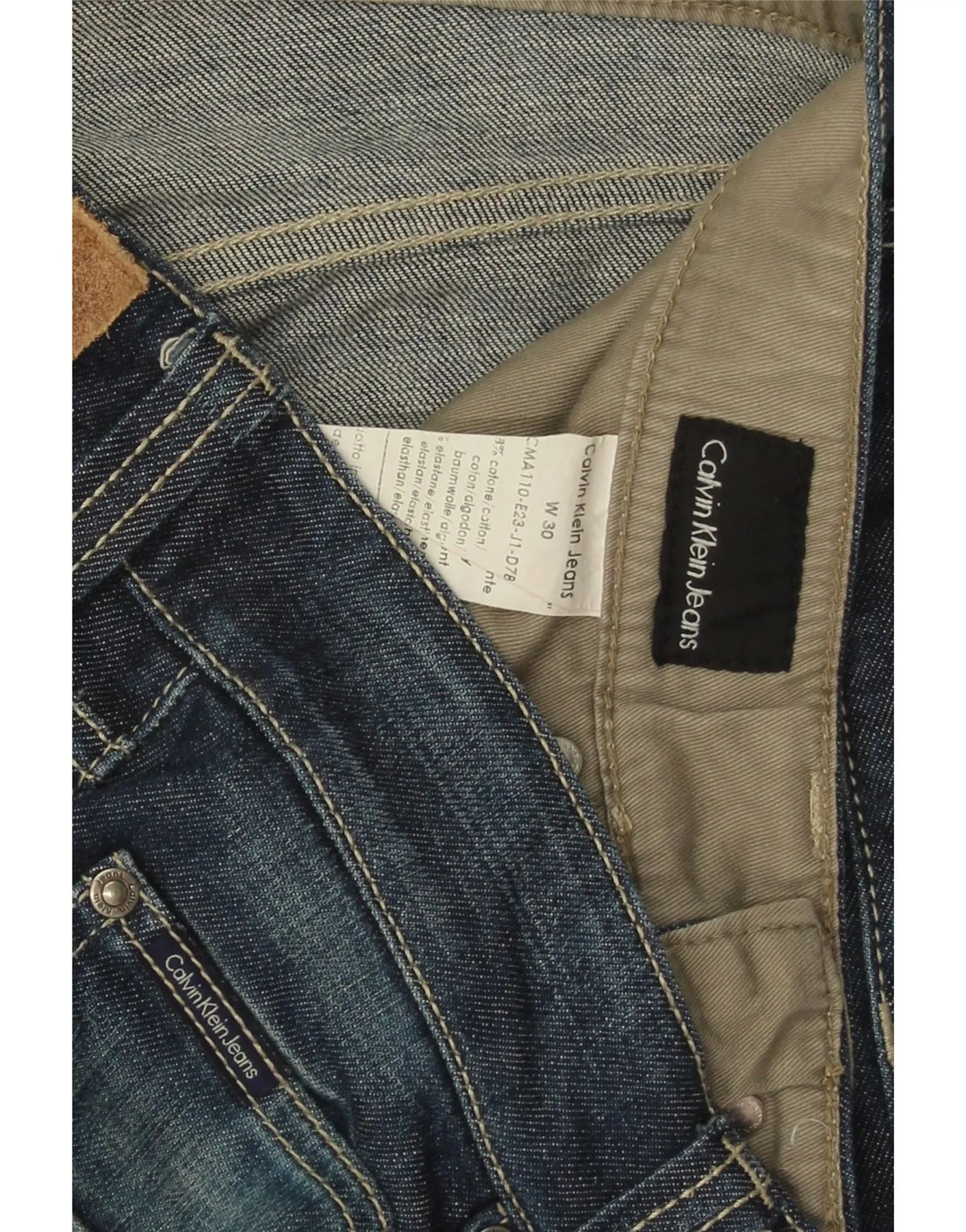 CALVIN KLEIN Mens Straight Jeans W30 L33 Navy Blue Cotton