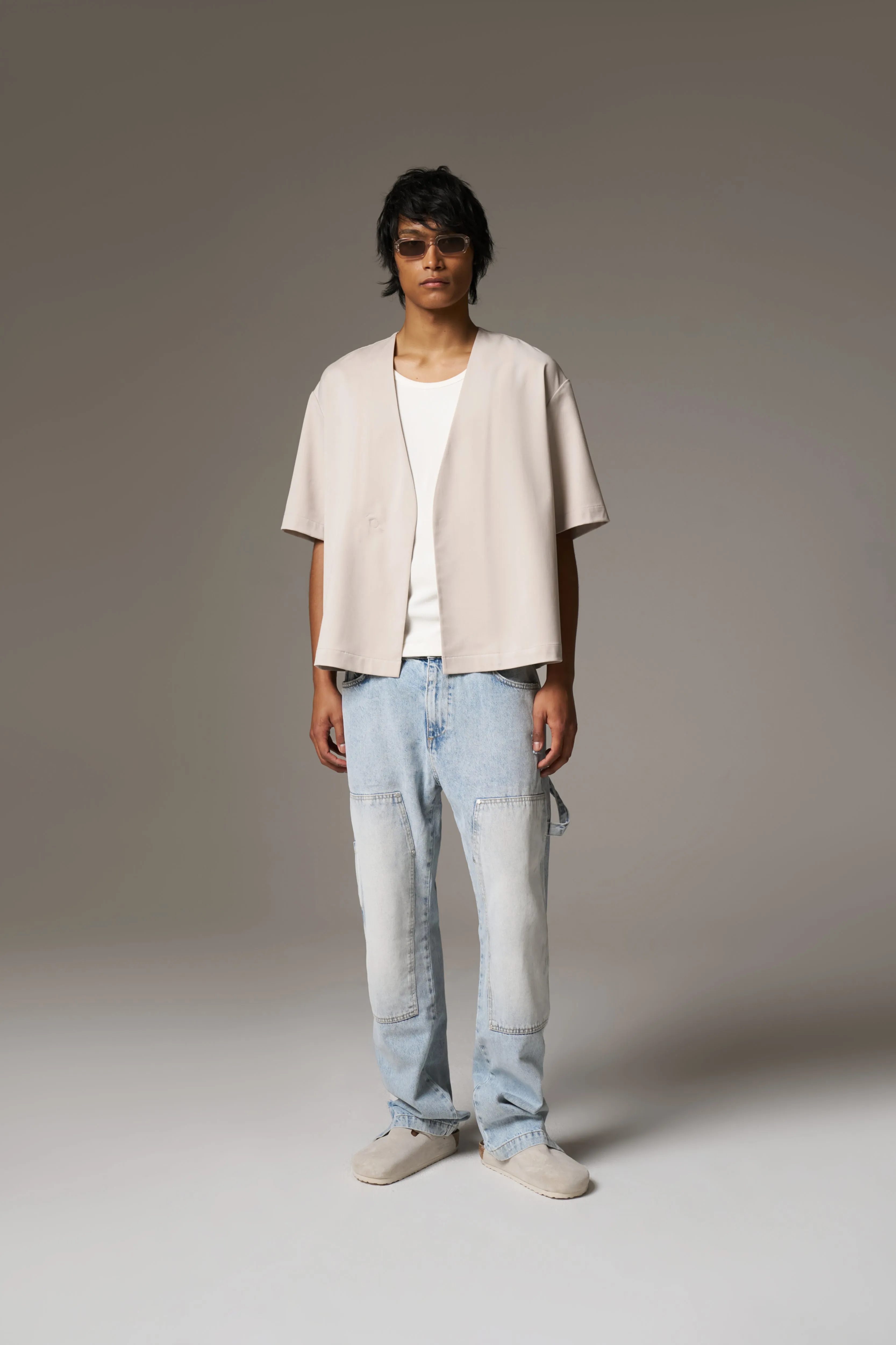 DENIM RIVET DETAIL CARPENTER JEANS - BLUE WASH