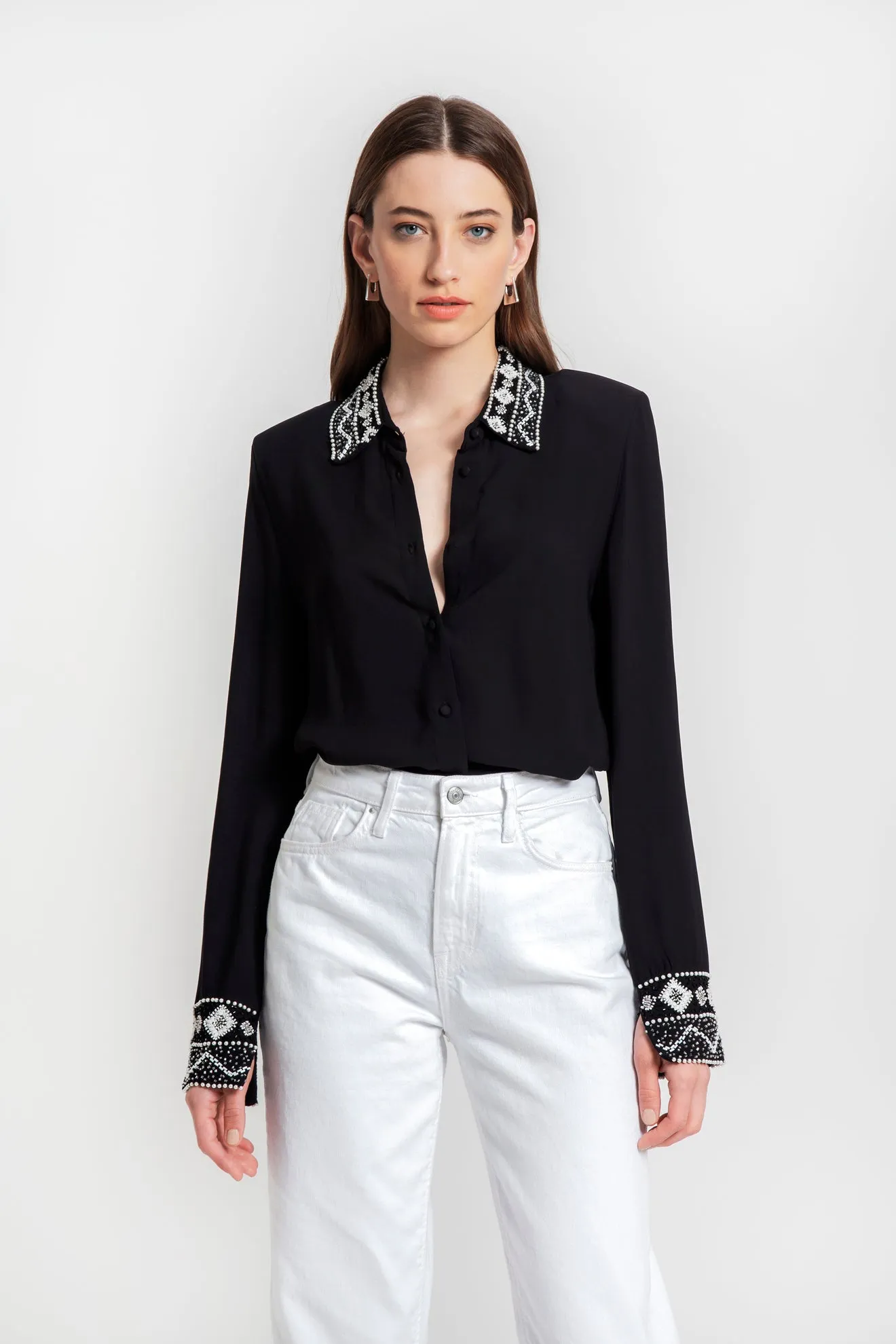 DIANE SHIRT IVORY BEADS