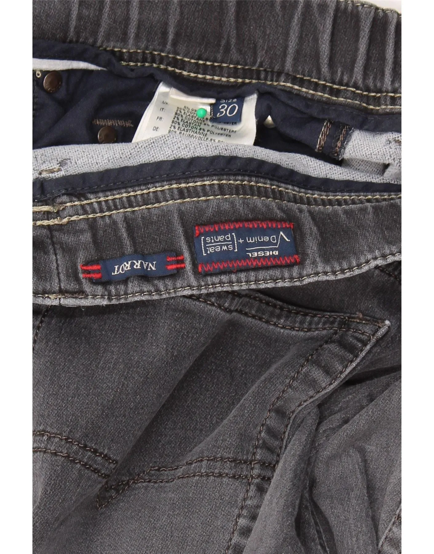DIESEL Mens Distressed Slim Jeans W30 L29 Grey Cotton