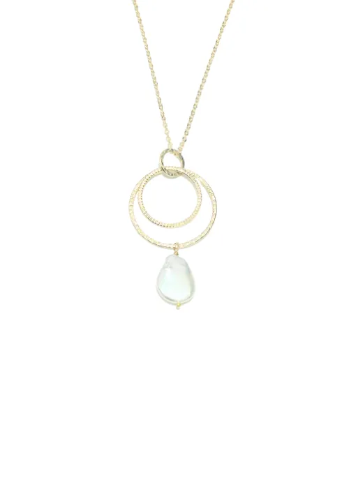 Ellie Hammered Pearl Necklace