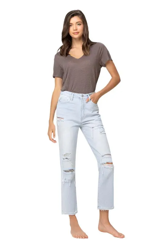 Flying Monkey Vervet SUPER HIGH RISE DISTRESSED CROP STRAIGHT