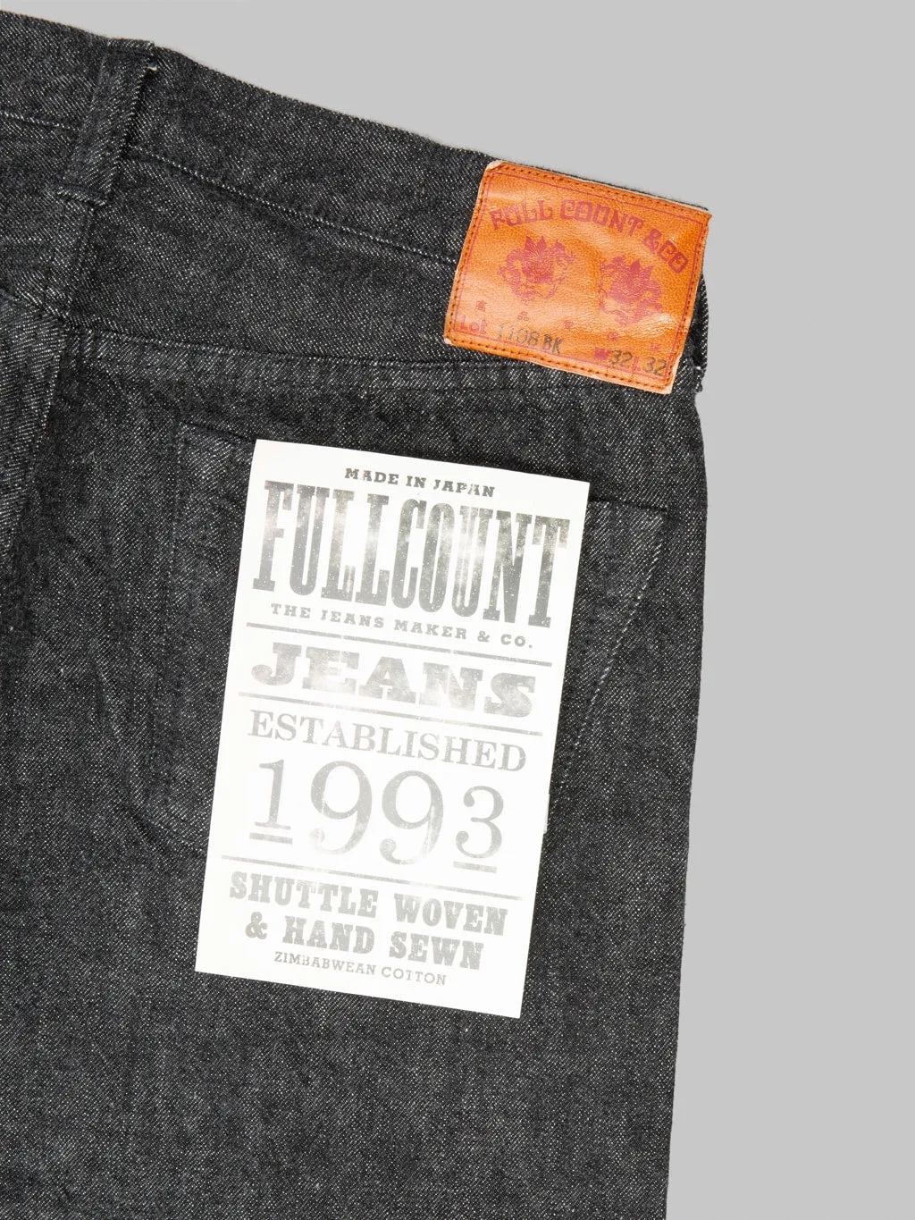 Fullcount 1108BK 13.7oz Slim Straight Black Jeans