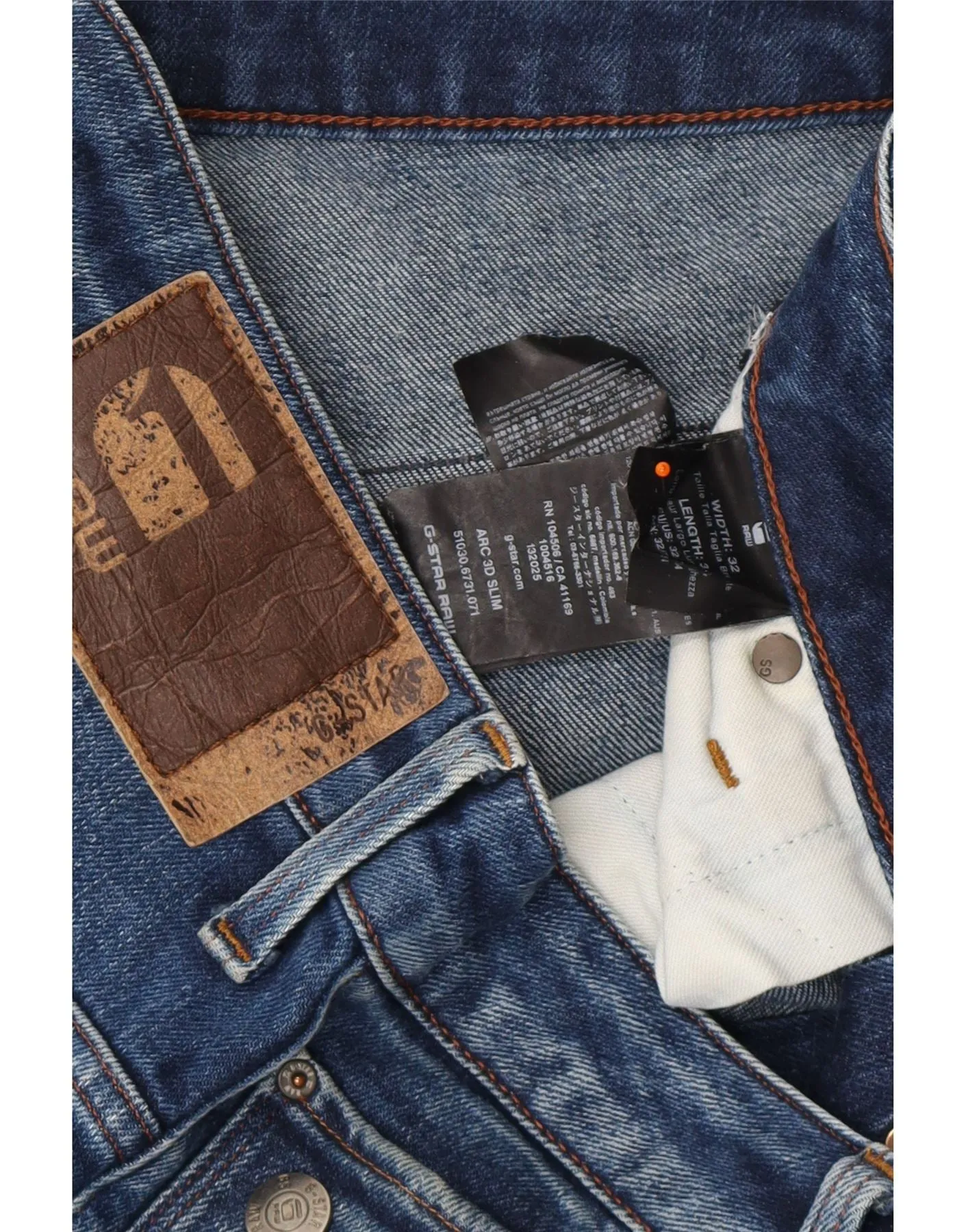 G-STAR Mens Banana Slim Jeans W32 L34 Navy Blue Cotton