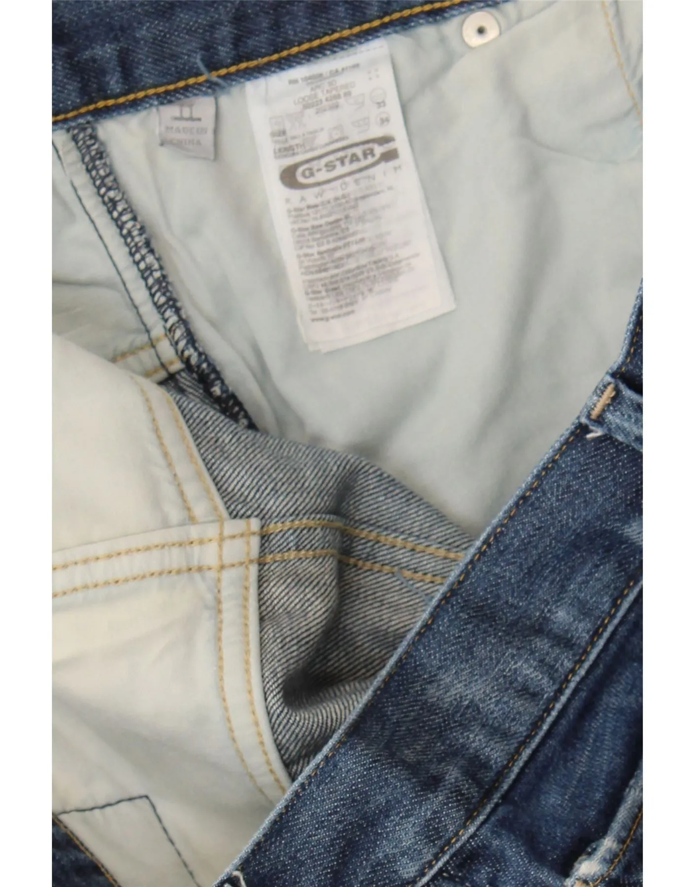 G-STAR Mens Banana Slim Jeans W33 L34 Blue Cotton