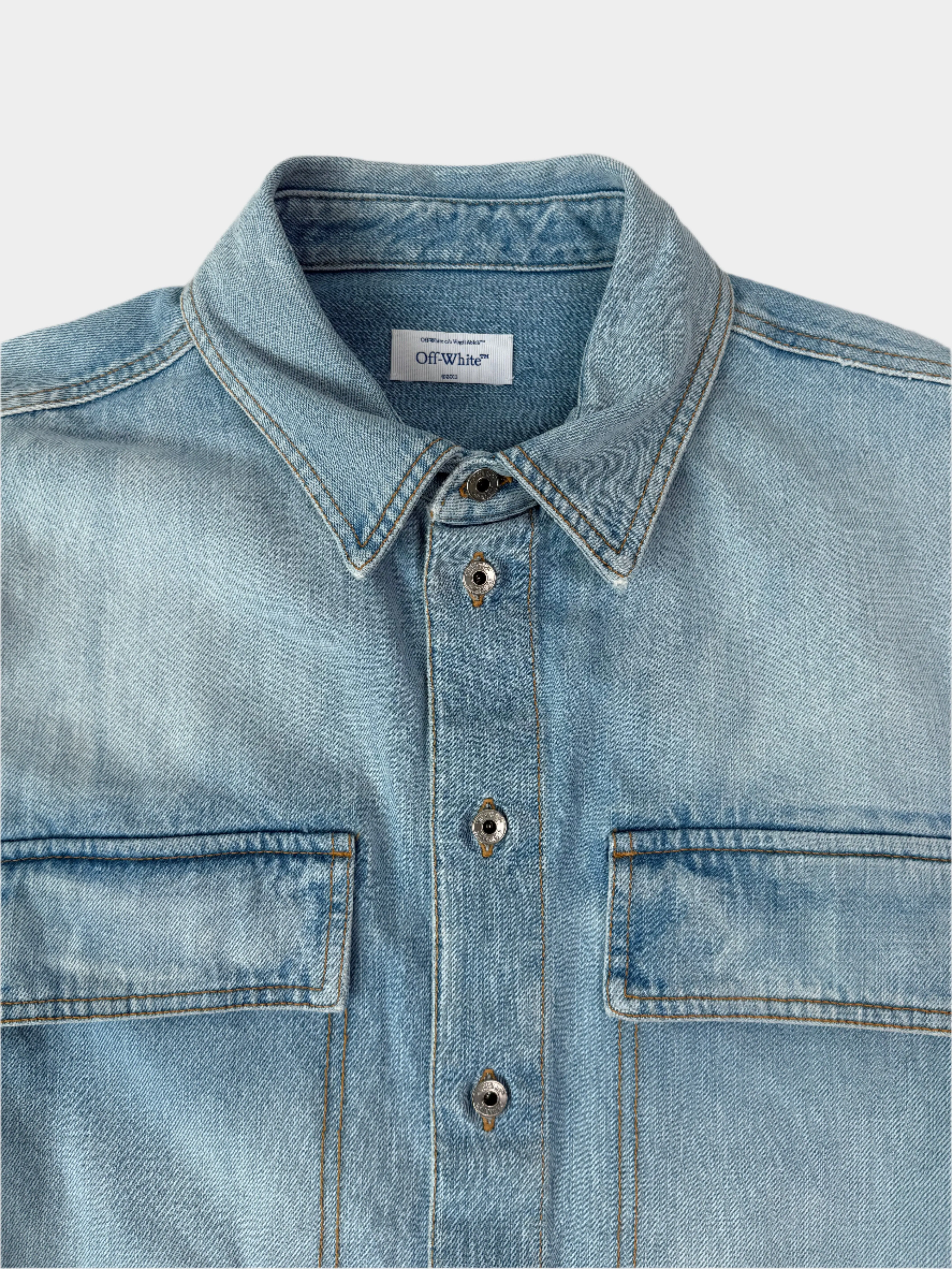 Giacca Di Jeans Navy Con Stampa Diagonale
