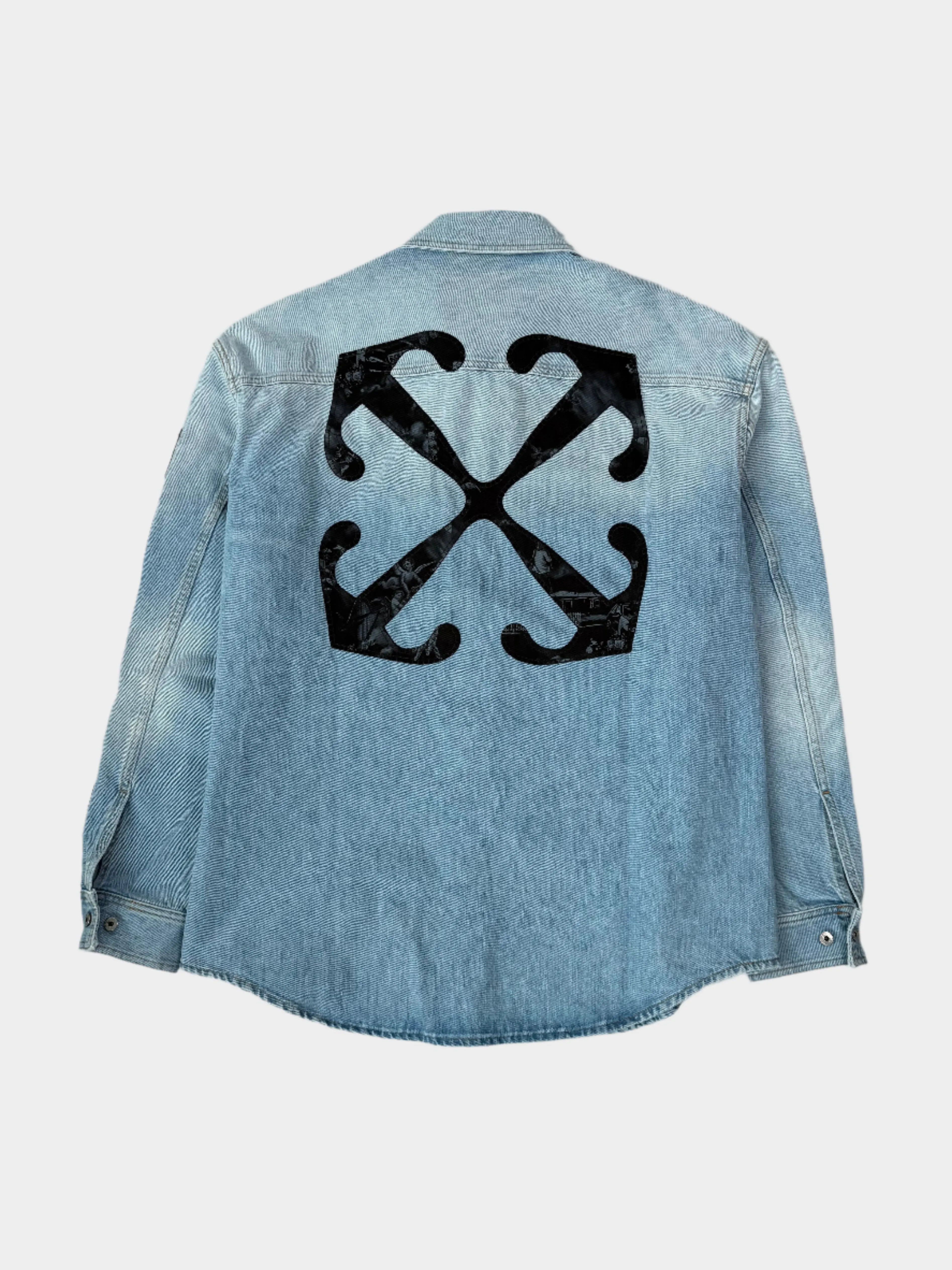 Giacca Di Jeans Navy Con Stampa Diagonale