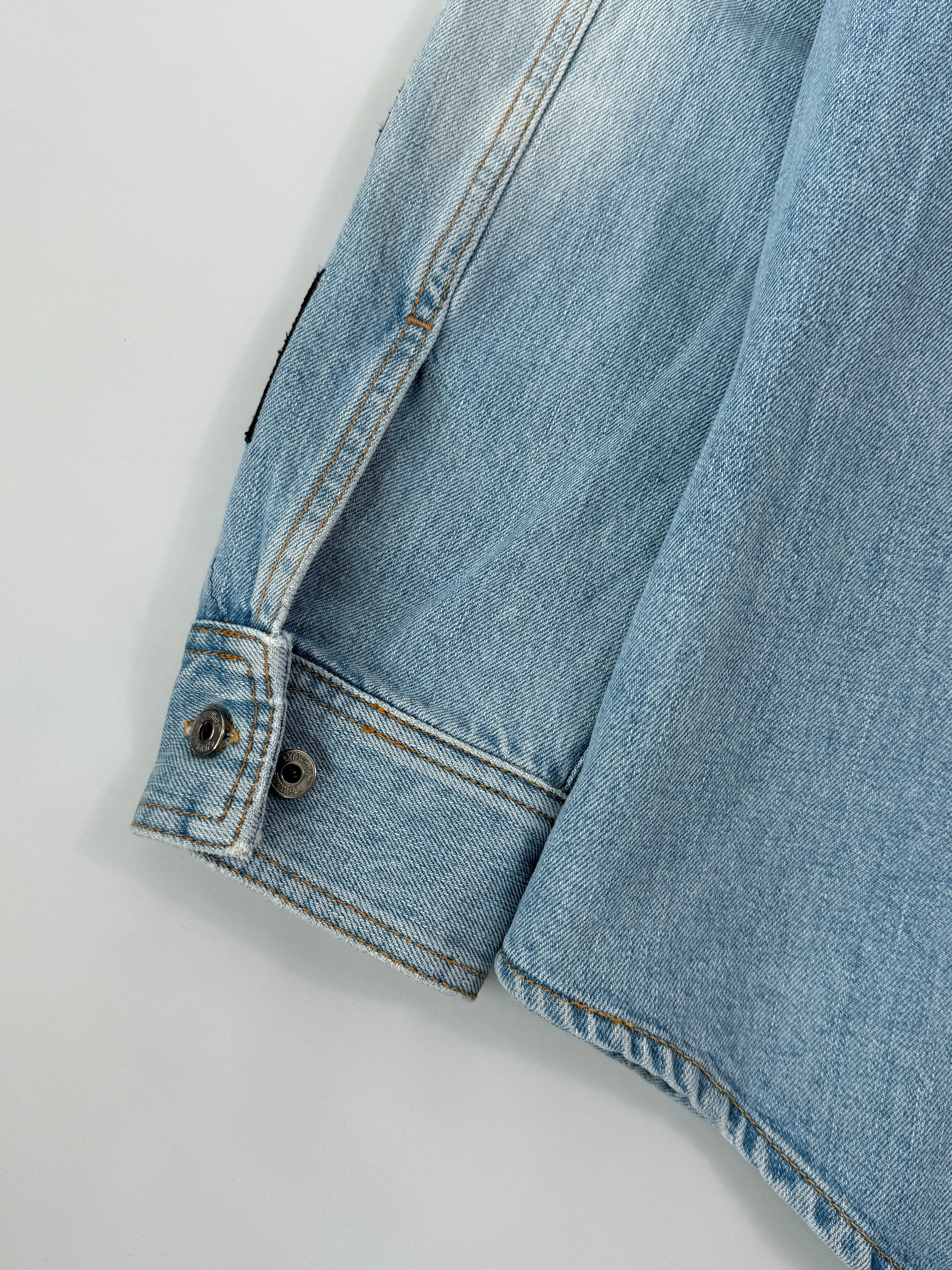 Giacca Di Jeans Navy Con Stampa Diagonale