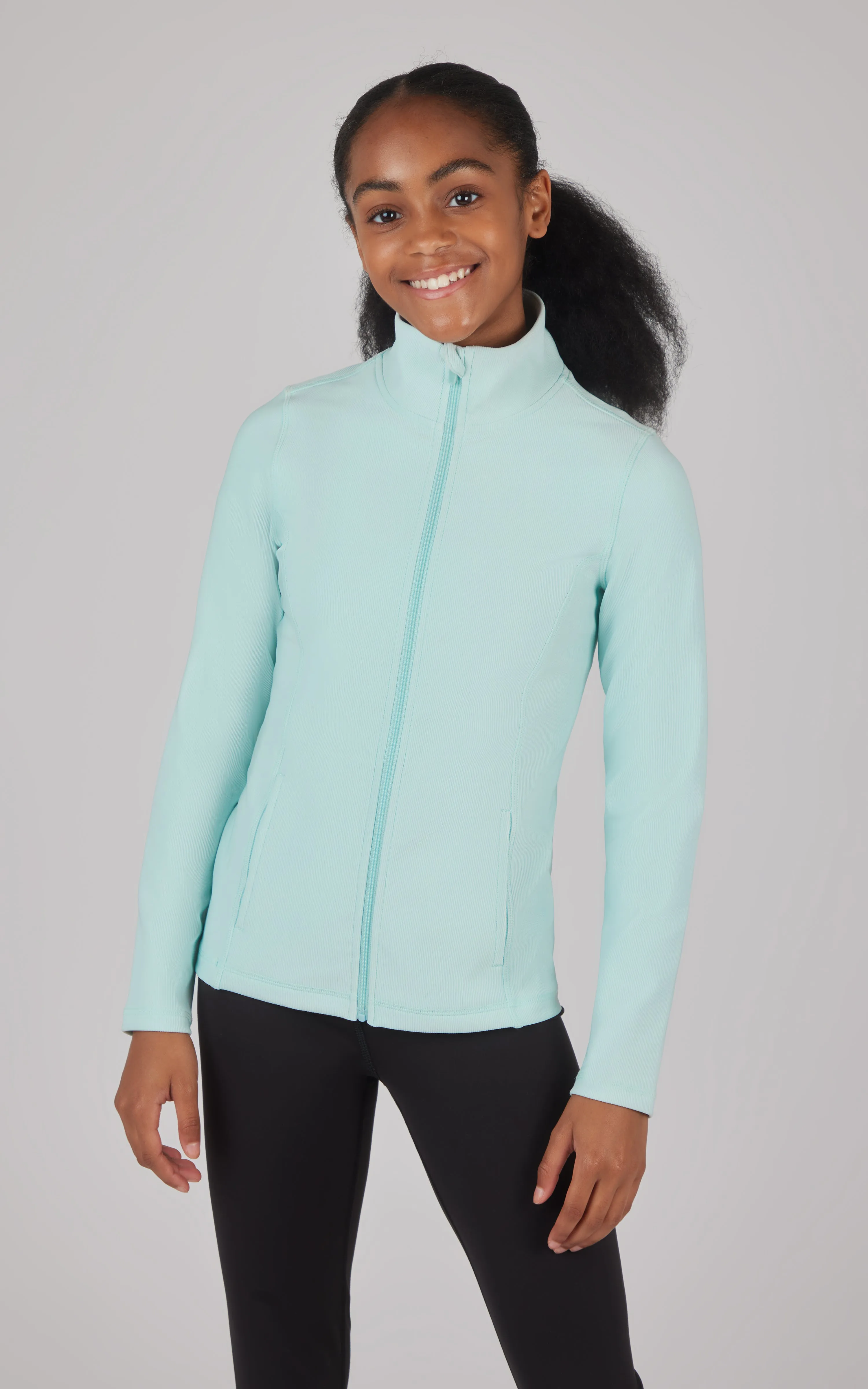 Girls Ribbed Zipper Jacket