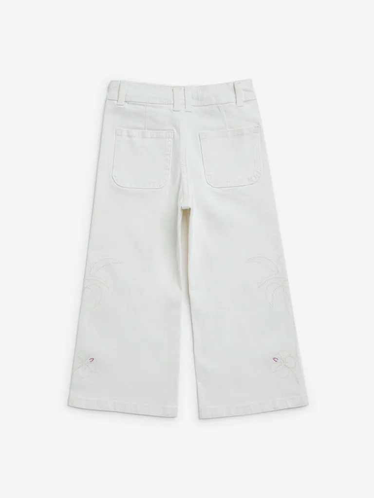 HOP Kids White Straight-Fit High-Rise Jeans