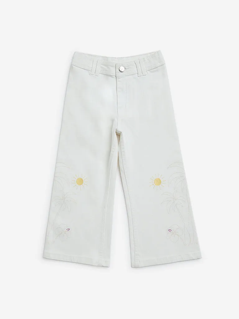 HOP Kids White Straight-Fit High-Rise Jeans