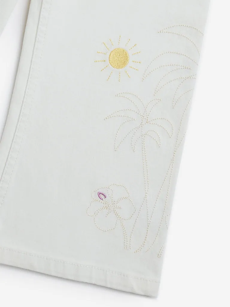 HOP Kids White Straight-Fit High-Rise Jeans
