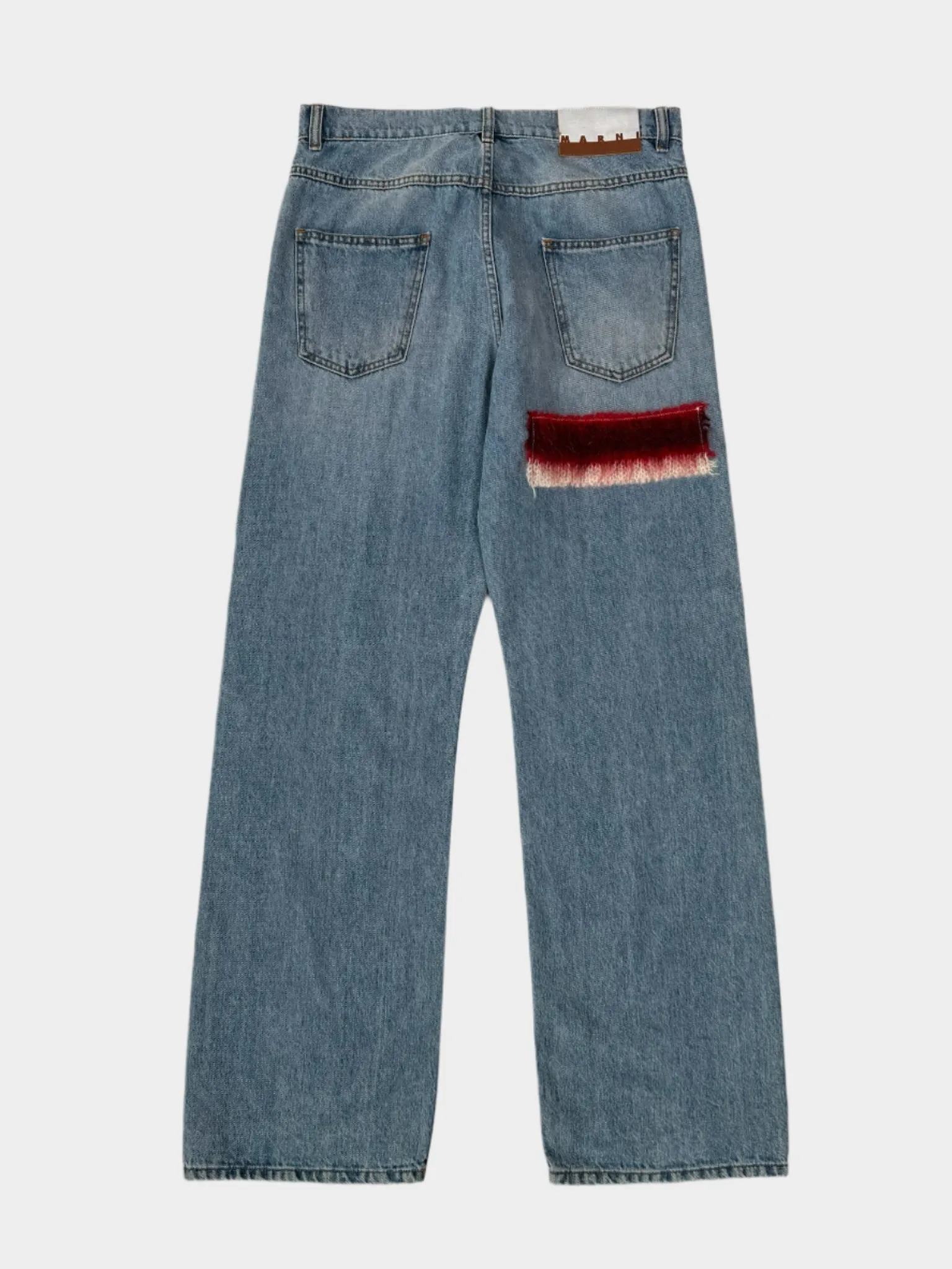 Jeans A Gamba Dritta Con Inserti In Maglia Multicolor
