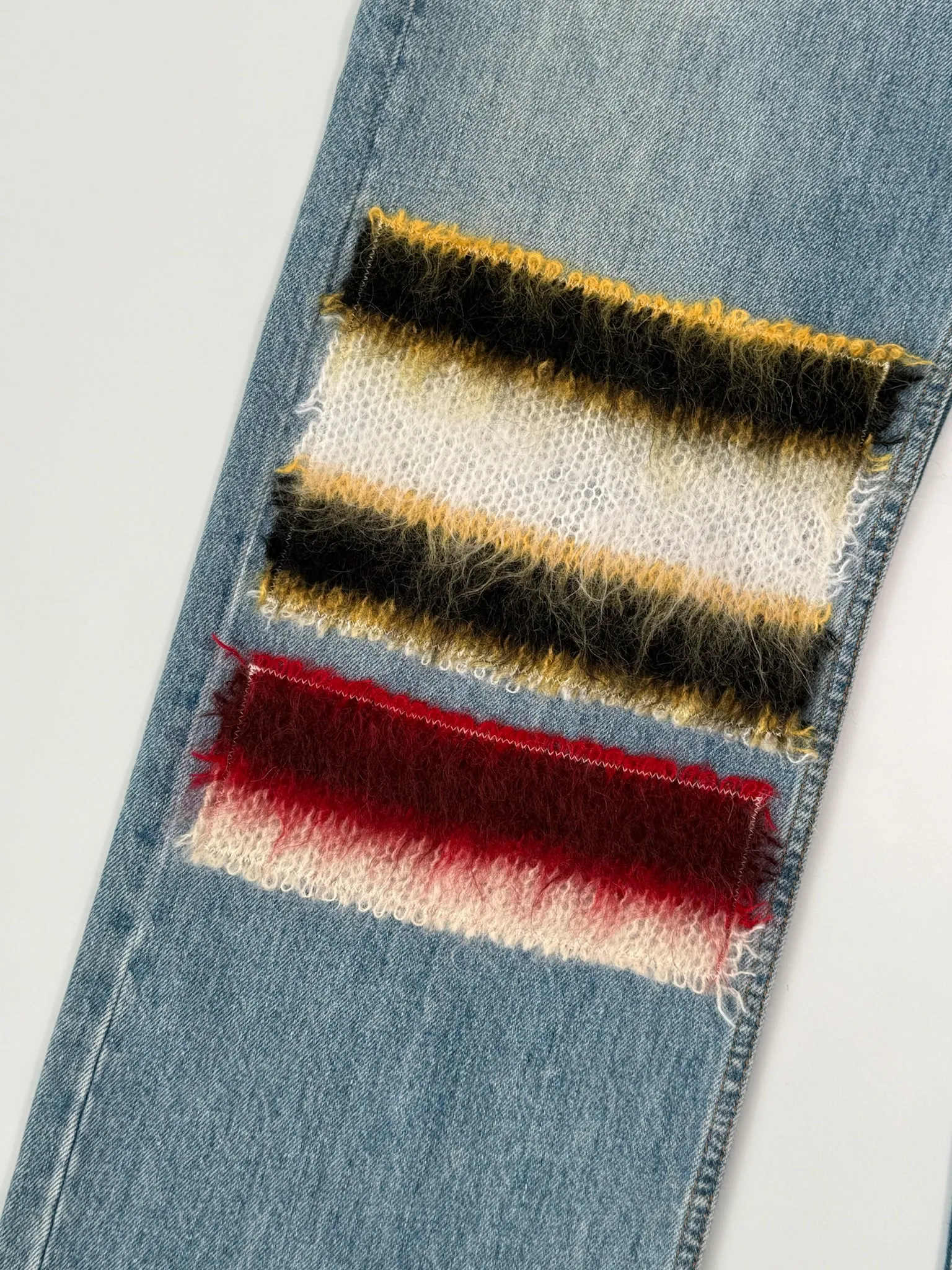 Jeans A Gamba Dritta Con Inserti In Maglia Multicolor