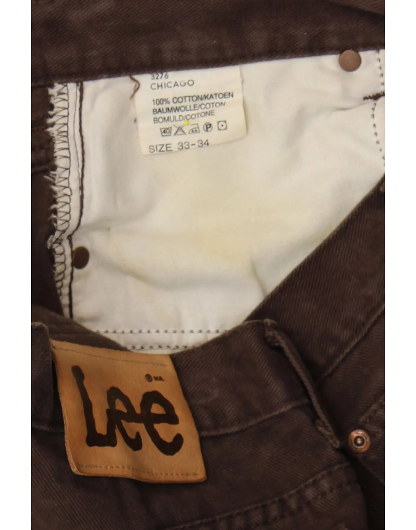 LEE Mens Chicago Straight Jeans W33 L31 Brown Cotton