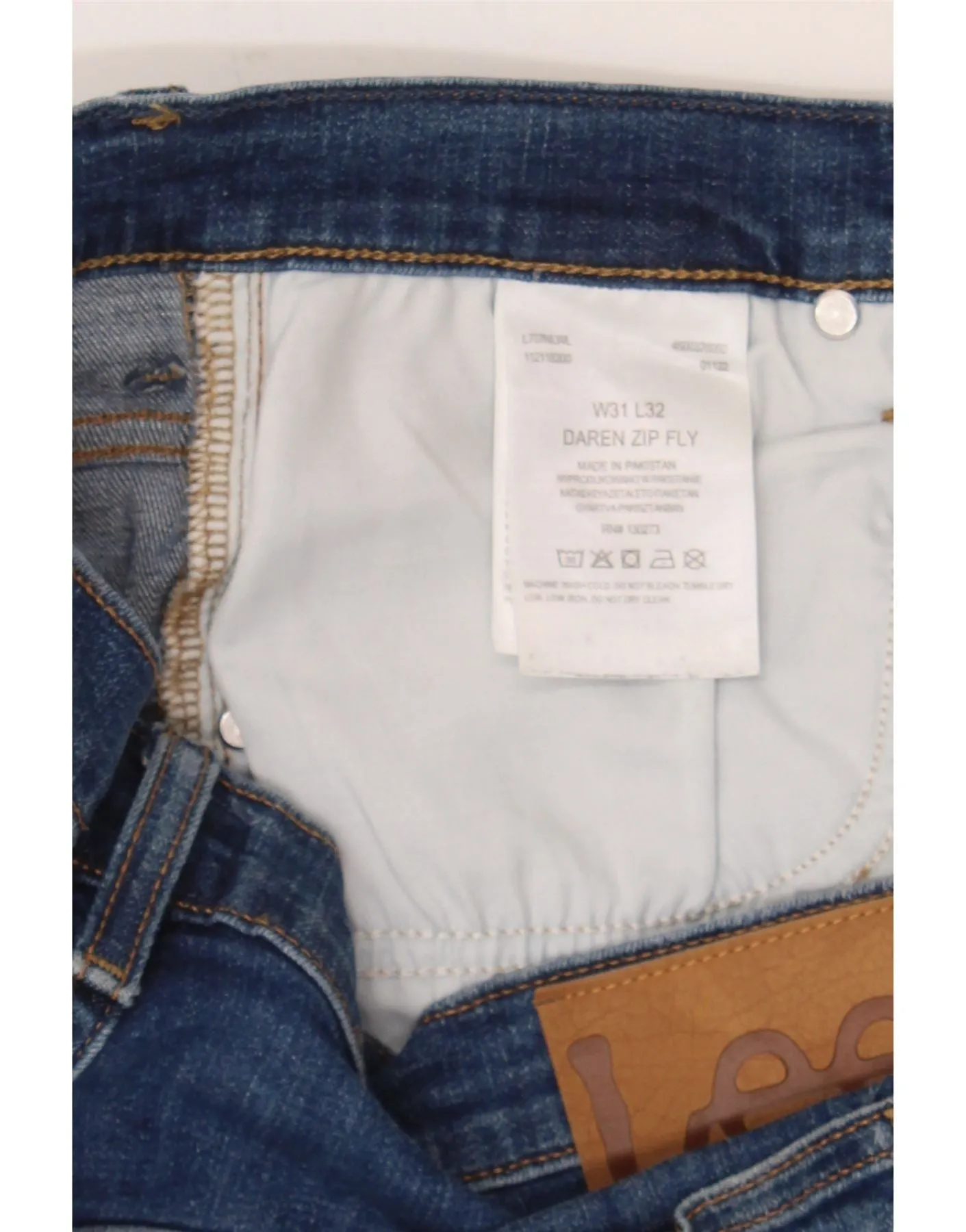 LEE Mens Daren Zip Fly Slim Jeans W31 L32 Navy Blue Cotton