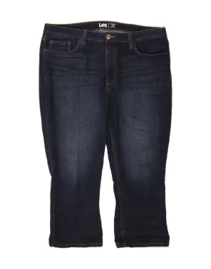 LEE Womens Mid Rise Regular Fit Capri Jeans US 18 2XL W36 L22 Navy Blue