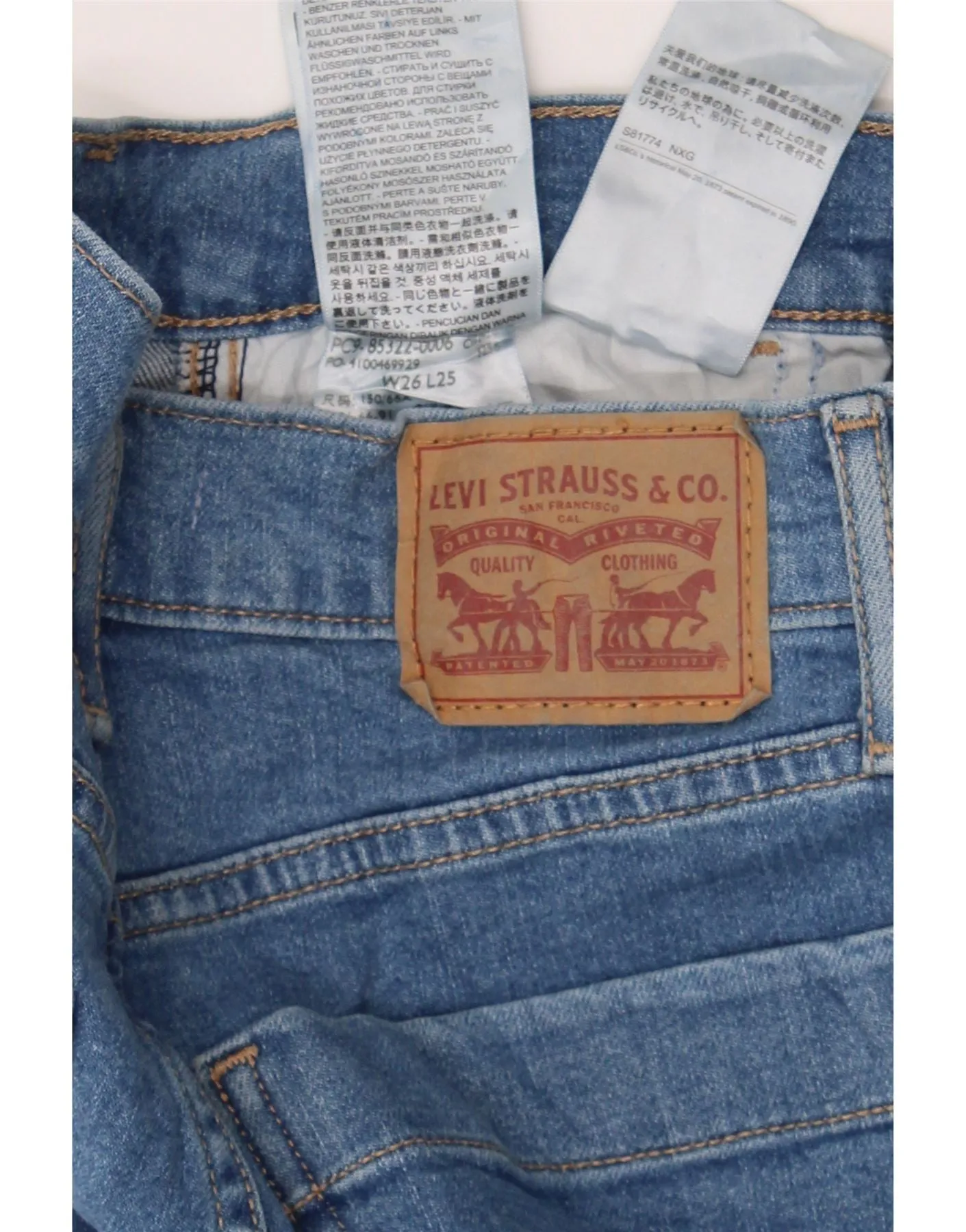 LEVI'S Womens Mile High Wide Leg Cropped Jeans W26 L25 Blue Cotton