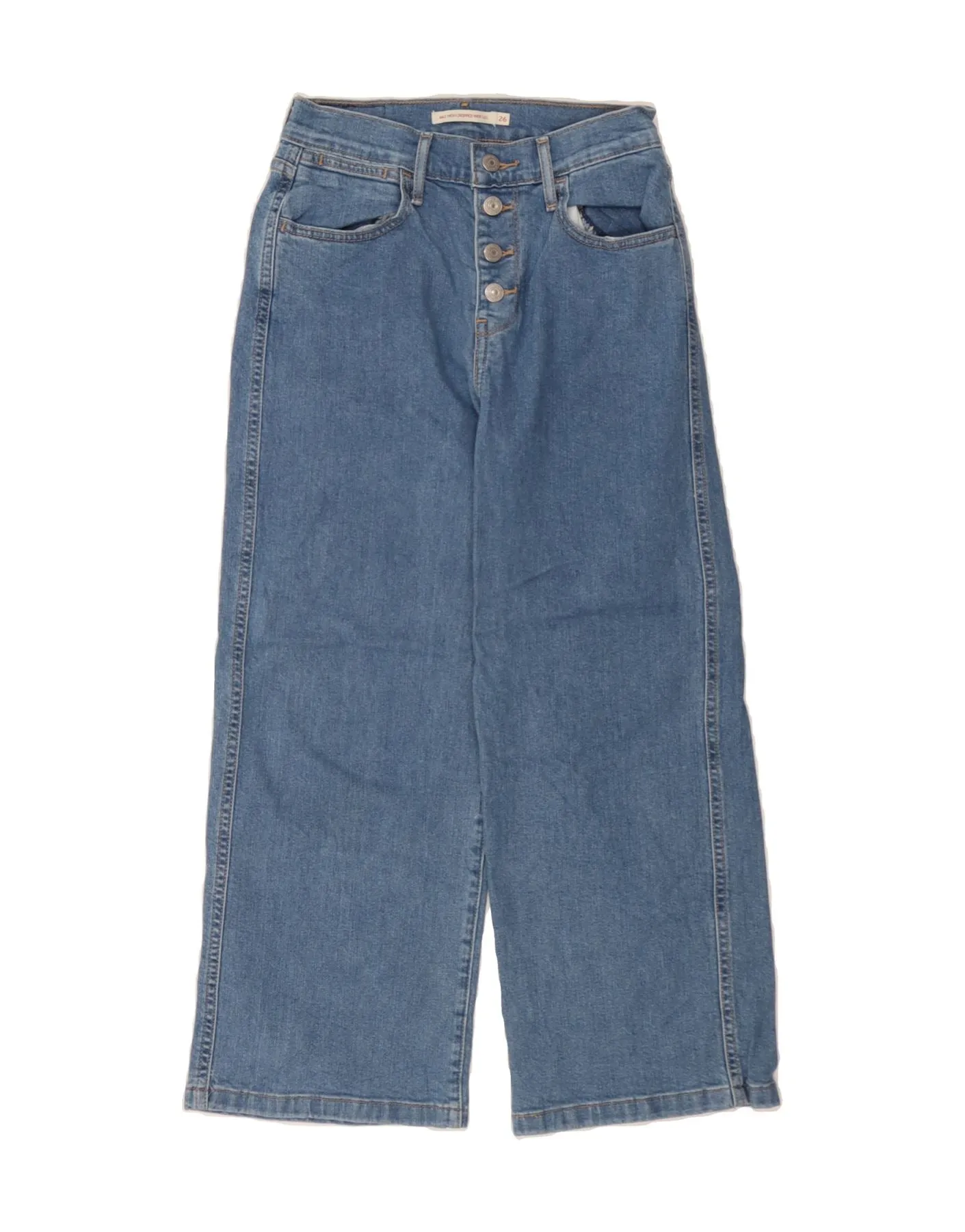 LEVI'S Womens Mile High Wide Leg Cropped Jeans W26 L25 Blue Cotton