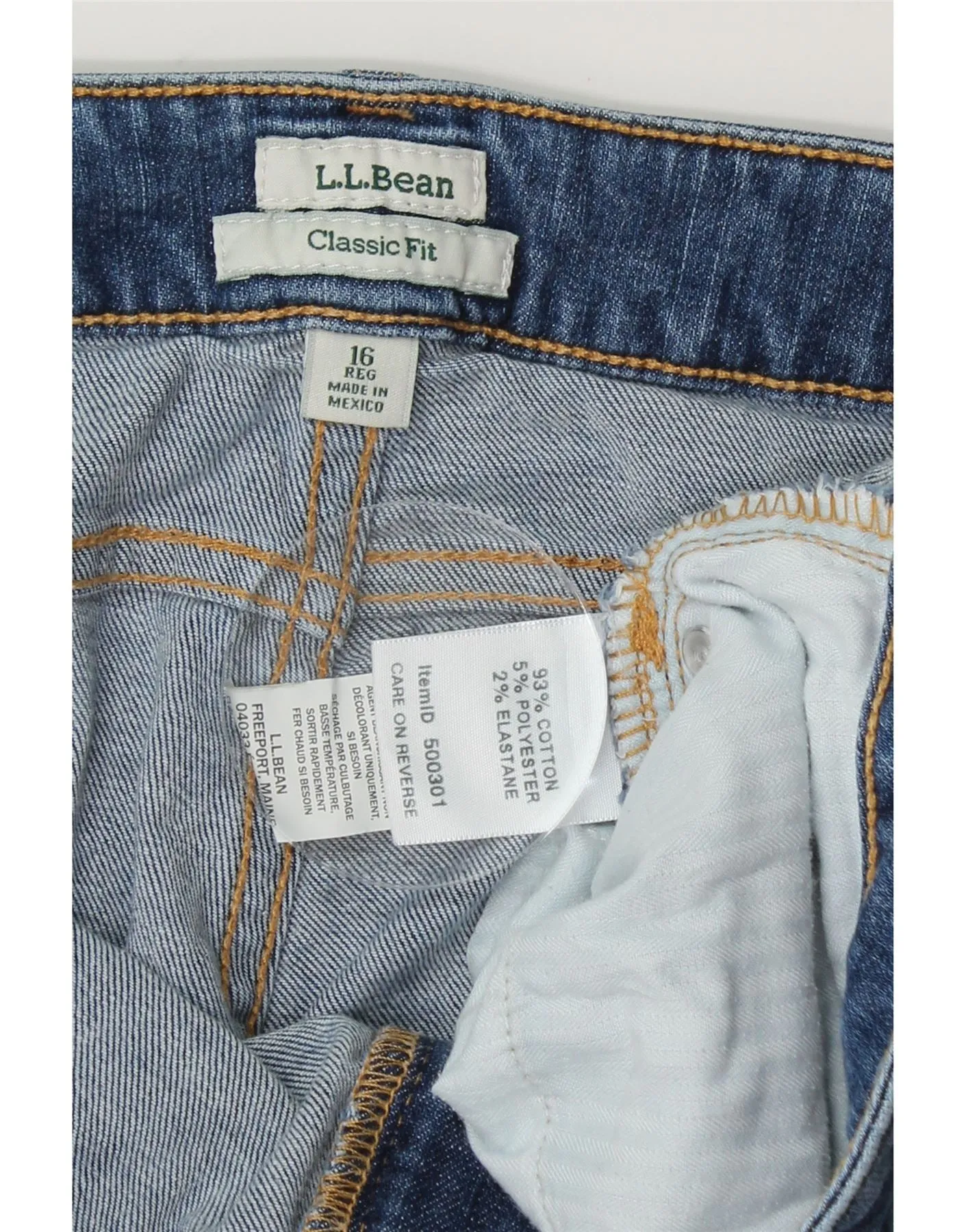 L.L.BEAN Womens Classic Fit Straight Jeans US 16 2XL W35 L29 Blue Cotton