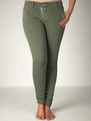 Melly & Co Khaki 4 Button Hole Detail Jeans