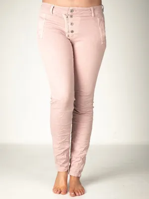 Melly & Co Pink 4 Button Hole Detail Jeans