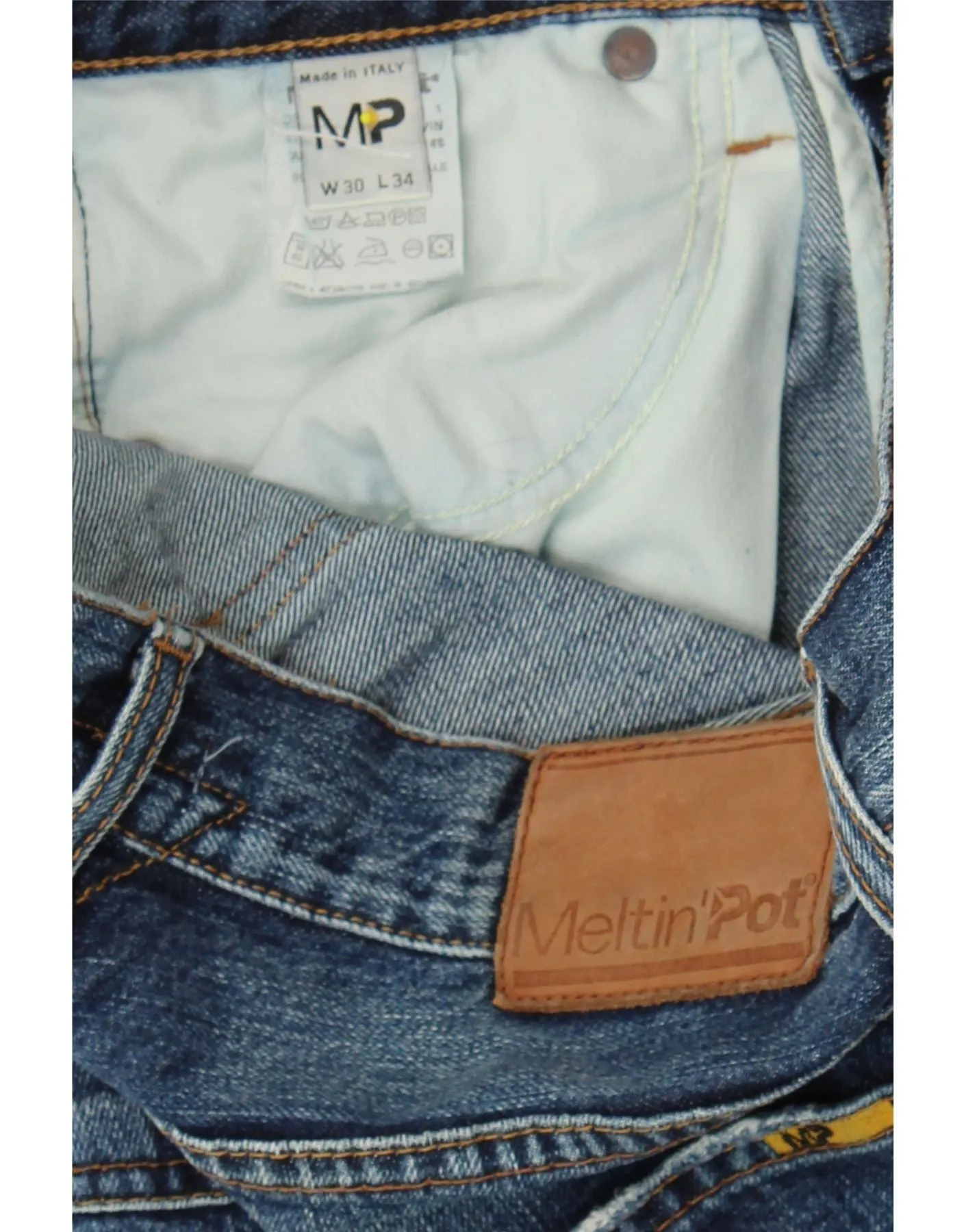 MELTIN' POT Mens Straight Jeans W30 L26 Blue Cotton