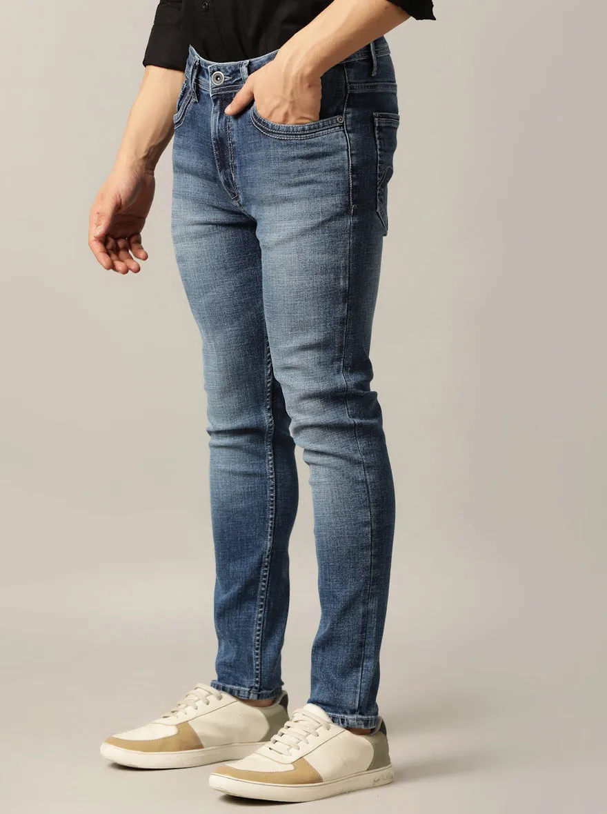 Mid Blue Washed Rider Fit Jeans | JadeBlue