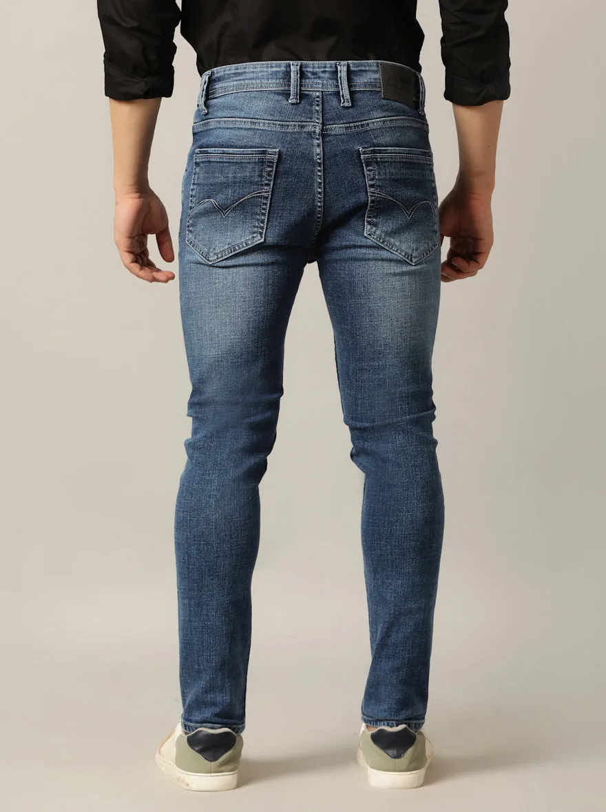 Mid Blue Washed Rider Fit Jeans | JadeBlue