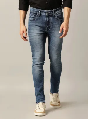 Mid Blue Washed Rider Fit Jeans | JadeBlue