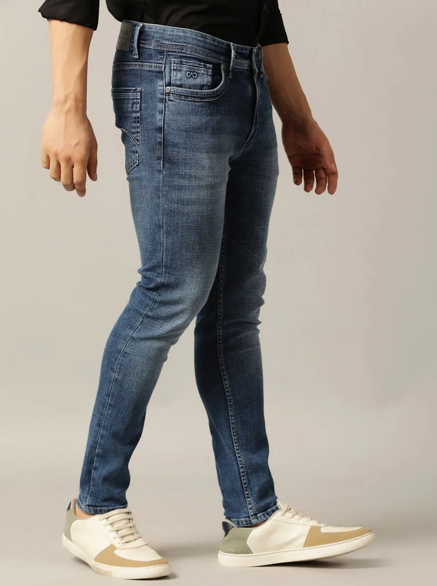 Mid Blue Washed Rider Fit Jeans | JadeBlue